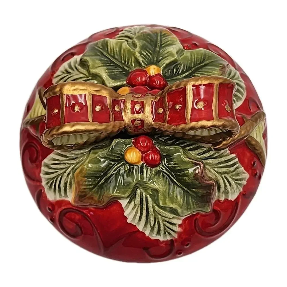 Fitz and Floyd Damask Holiday Cookie Jar LIMITED EDITION 10.5